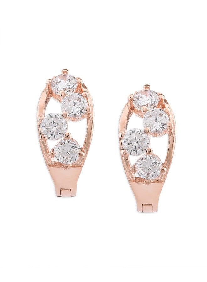Ami Rose Gold Contemporary Dazzling Cubic Zirconia Hoop Earring For Women-ZPFK20009 - Image 1