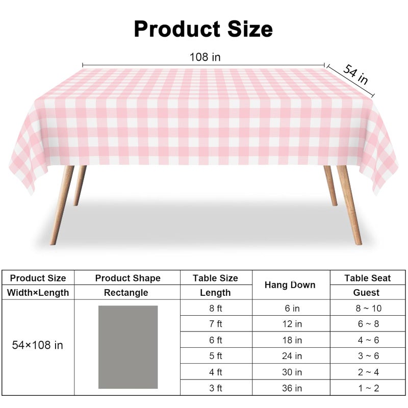 CINSOEN 2 Pack Gender Reveal Gingham Tablecloths Disposable Plastic Pink and Blue Checkered Tablecloth 54 x 108 Inch Rectangle Table Covers for Boy or Girl Gender Reveal Party Baby Shower Birthday Party - Image 4