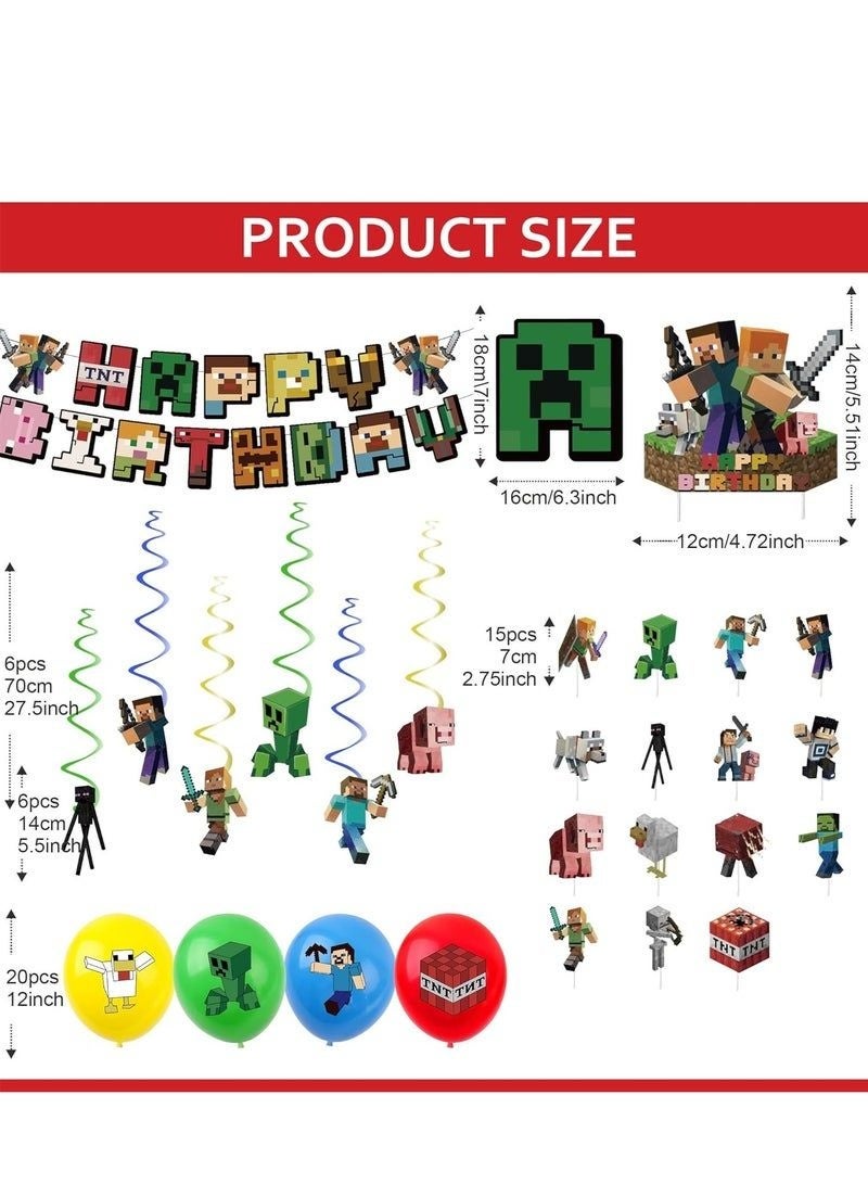 Minecraft Birthday Party Kit for Kids for 10 People, Complete Tableware Set, Minecraft Party Decorations - Image 3