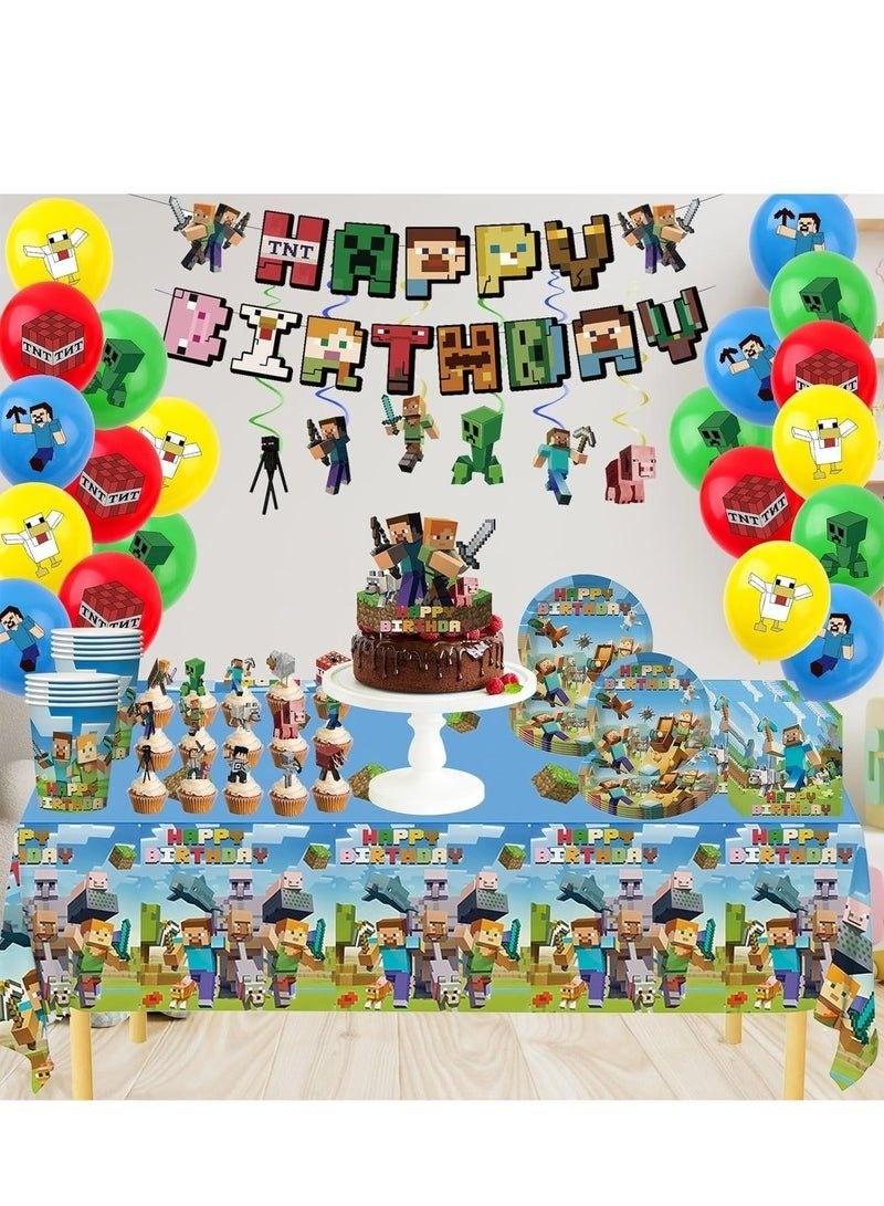 Minecraft Birthday Party Kit for Kids for 10 People, Complete Tableware Set, Minecraft Party Decorations - Image 5