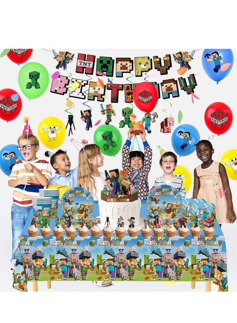 Minecraft Birthday Party Kit for Kids for 10 People, Complete Tableware Set, Minecraft Party Decorations - Image 4