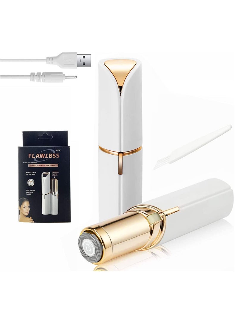 ELTRAZONE Electric Facial Hair Remover, Women’s Portable Facial Hair Trimmer, Best Painless Flawless Hair Remover for Women Bikini Area, Peach Fuzz, Upper Lip, Arm (White) - Image 1