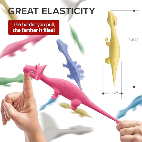 X-Protector XProtector Rubber Dinosaur Slingshot 12 PCS Pack Flying Finger Slingshot Dinosaur Flingers Sling Shot Toys for Kids Funny Adult Pinata Stuffers Premium Slime for Fingers - Image 5