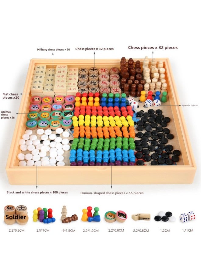 Children's Portable Gift Box Multi-functional 14-in -1 Chess Checkers Flying Chess Gobang Board Game Toy-Color: Portable 30*30cm Three-in-one Checkers + Flying Chess + Adventure Chess (with Instructions Included) - Image 4