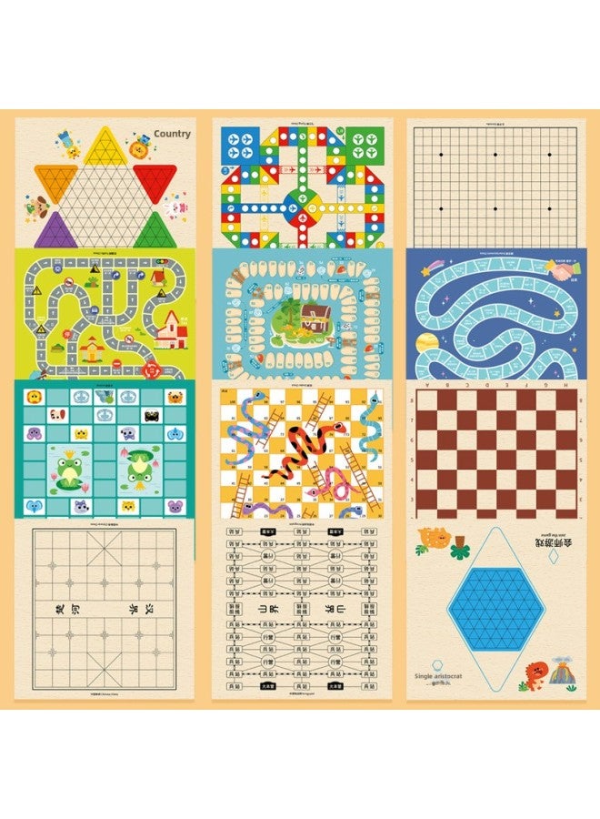 Children's Portable Gift Box Multi-functional 14-in -1 Chess Checkers Flying Chess Gobang Board Game Toy-Color: Portable 30*30cm Three-in-one Checkers + Flying Chess + Adventure Chess (with Instructions Included) - Image 3