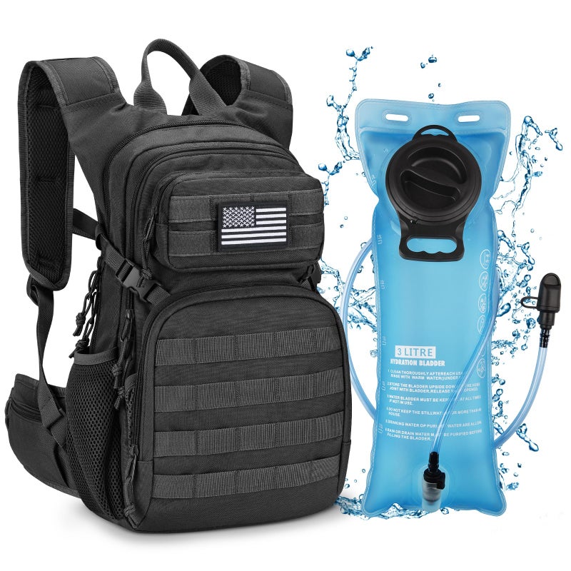 CVLIFE Tactical Hydration Backpack 3L, Lightweight Water Bag Hydration Pack, Hiking Backpack with Water Bladder for Men Women, Heavy Duty Molle Water Backpack for Cycling, Running, Hunting Black - Image 1