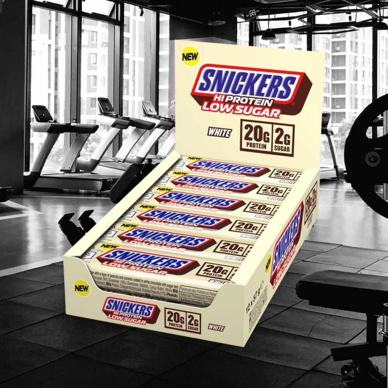 Snickers Low Sugar Hi White Protein Bar Pack of 12 x 57g - Image 2