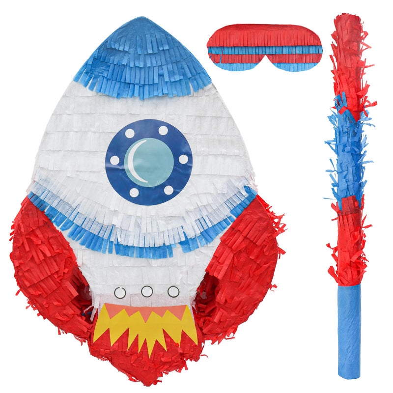 Birchio Rocket Pinatas Bundle with a Blindfold and Bat165x114x4 Inches Perfect for Boys Birthday Party Supplies Space Theme Birthday Decoration for Kids Party - Image 3