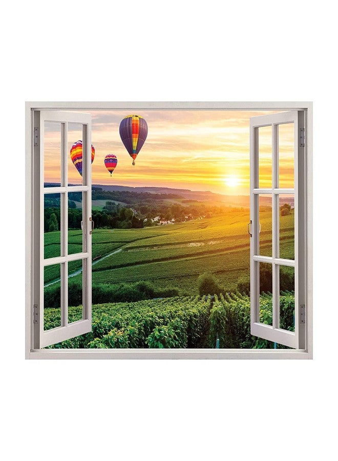 Ladecor Medium Vinyl Window Type Natural Sunrise Sticker, for Home Office Living Room Bedroom Hotel Restaurant Cafe Gym Wall Decor (Size 90 x 60 cm) D34 - Image 1