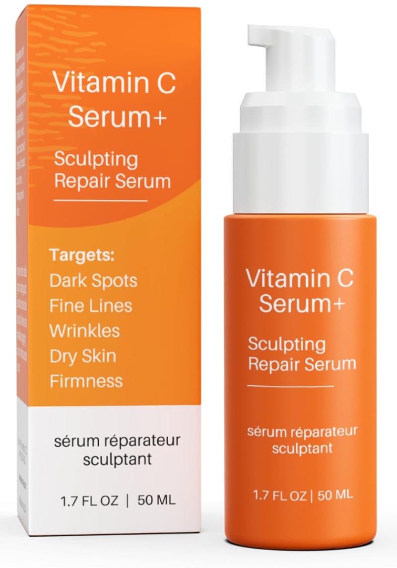 Levaye Vitamin C Serum Anti Aging Facial Serum with Vitamin C ferulic acid Hyaluronic Acid Vitamin E Brightening Serum Targets Dark Spots Fine Lines Wrinkles Dry Skin Firmness 17 Fl Oz - Image 1