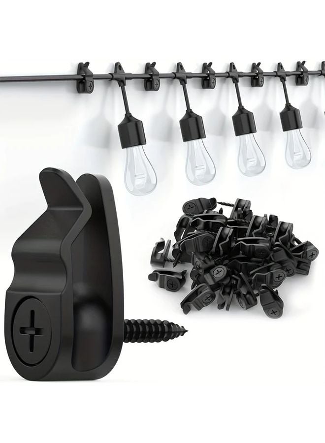Black Heavy Duty Screw In String Light Hooks Weatherproof Outdoor Cable Clips - Image 3