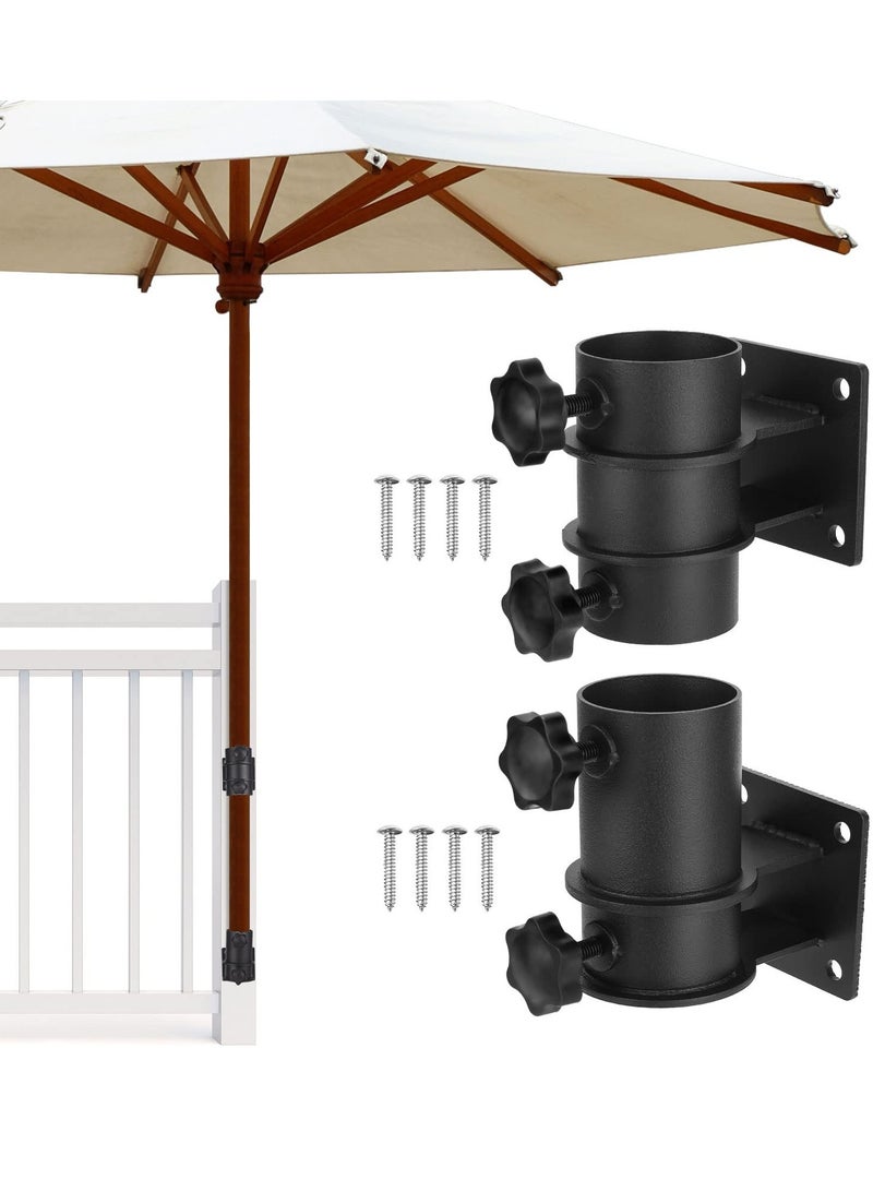 Excefore Deck Umbrella Mount, 2 Pcs Heavy Duty Patio Umbrella Holder, Metal Outdoor Umbrella Stand, Patio Umbrella Base Clamp Mount For Deck Railing, Balcony, Courtyard, Fences, Max OD 2.2''  - Image 1