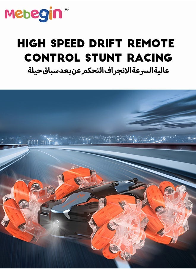 MEBEGIN - Remote Control Car Toy with Light and Music, 2.4 GHz Double Side Radio Control Drift Race Car, Gesture Sensing RC Stunt Car, Suitable for Various Roads, Ideal Gift for Kids Aged 6+ - Image 1