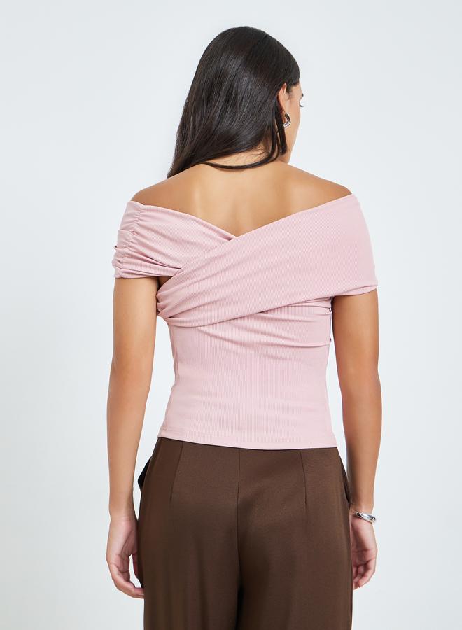 ستايلي بلوزة محبوكة بنمط لف وأكتاف مكشوفة - Image 5
