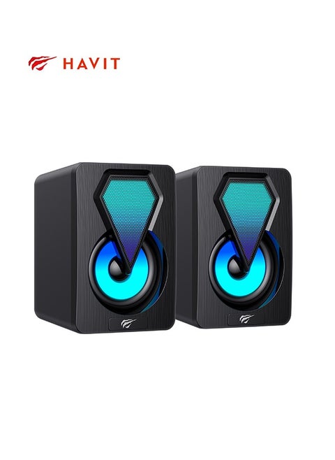 مكبر صوت كمبيوتر سلكي بمنفذ USB، مكبر صوت كمبيوتر RGB مع مشغلين مزدوجين، مكبر صوت ألعاب ستيريو هاي فاي للكمبيوتر الشخصي، مكبر صوت سطح مكتب متعدد الوظائف