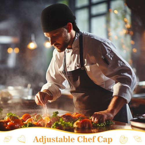 Chuarry Chef Hat Tie Back for Men Adjustable Chef Cap Bandana Skull Cap Black Breathable Cooking Hat for Men Women(12 Pcs) - Image 3