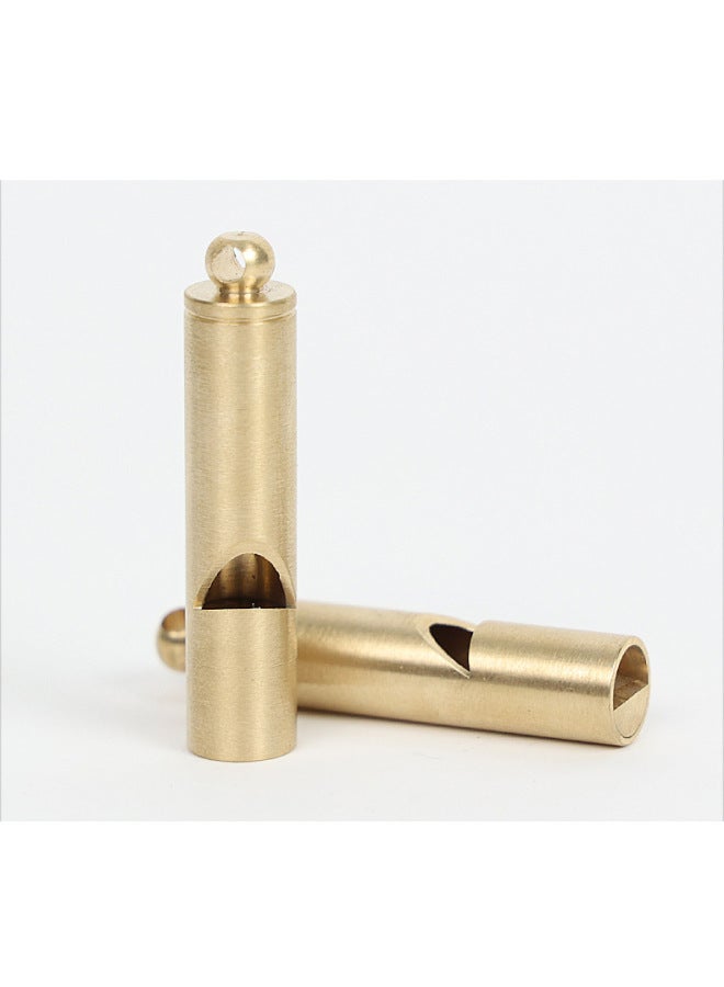 Generic Brass Whistle Keychain Metal Pendant Outdoor Survival High Tone SOS Creative-Color:Brass - Image 1