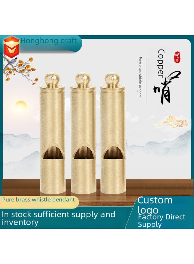 Generic Brass Whistle Keychain Metal Pendant Outdoor Survival High Tone SOS Creative-Color:Brass - Image 2