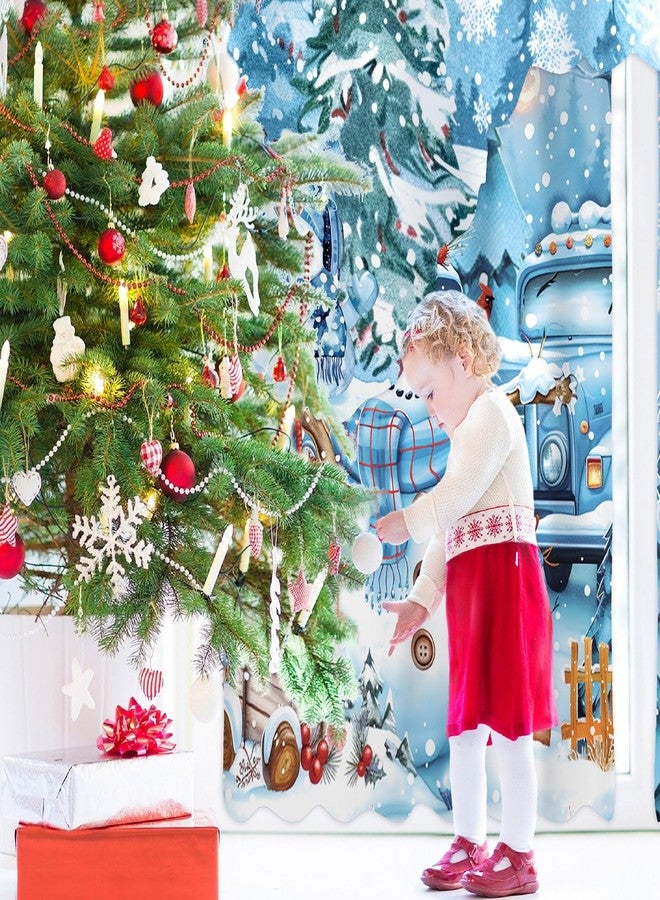 FuWeave طقم ستائر مطبخ FuWeave لعيد الميلاد، مكون من 3 قطع، ستائر نوافذ زرقاء على شكل رجل ثلجي مع ستارة علوية، ستارة متدلية لعيد الميلاد لتزيين المطبخ وغرفة النوم وغرفة المعيشة، ستارة علوية 60 × 36، ستارة علوية 36 × 30 - Image 5