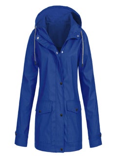 Women Solid Stripe Rain Jacket Outdoor Plus Waterproof Hooded Raincoat Windproof