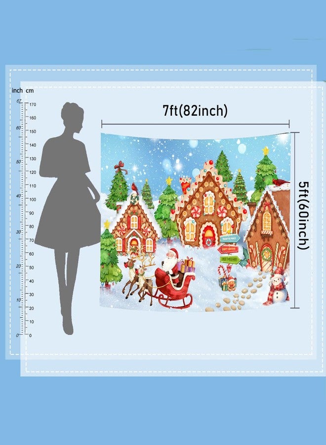 Mocsicka Christmas Gingerbread House Backdrop Banner for Photography White Xmas Christmas Party Decorations Banne Gingerbread Photo Background (White, 70.8x43.3 inch) - Image 2