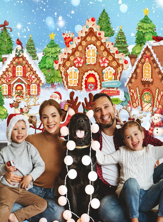 Mocsicka Christmas Gingerbread House Backdrop Banner for Photography White Xmas Christmas Party Decorations Banne Gingerbread Photo Background (White, 70.8x43.3 inch) - Image 5
