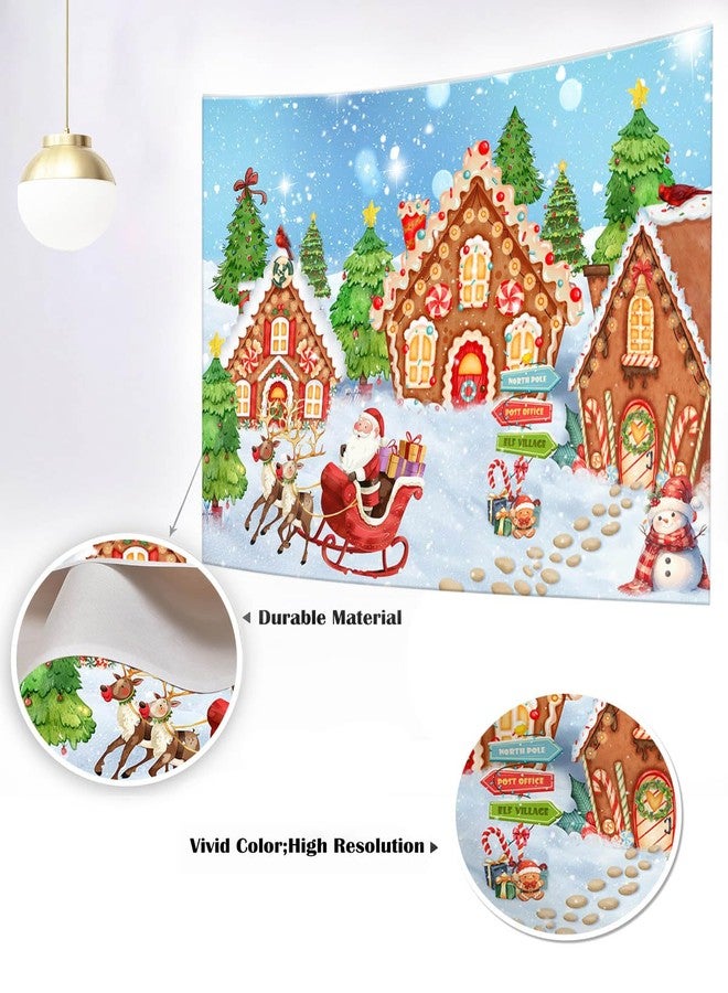 Mocsicka Christmas Gingerbread House Backdrop Banner for Photography White Xmas Christmas Party Decorations Banne Gingerbread Photo Background (White, 70.8x43.3 inch) - Image 3