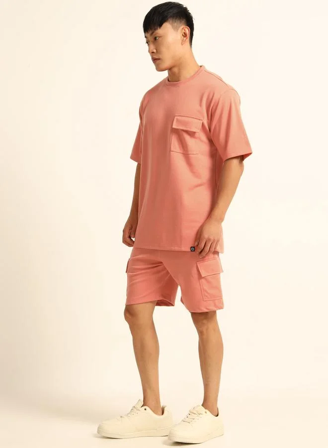 Bushirt Bushirt Men Drop-Shoulder Oversized T-Shirt and Shorts Set