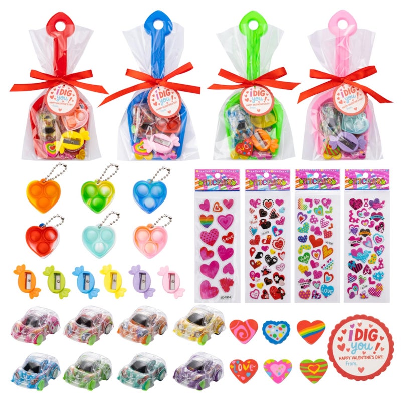 GOGREENWOVEN Valentines Day Gifts 24 Pack I Dig You Shovels with Cards Pull Back Cars Keychains Stickers - Image 3
