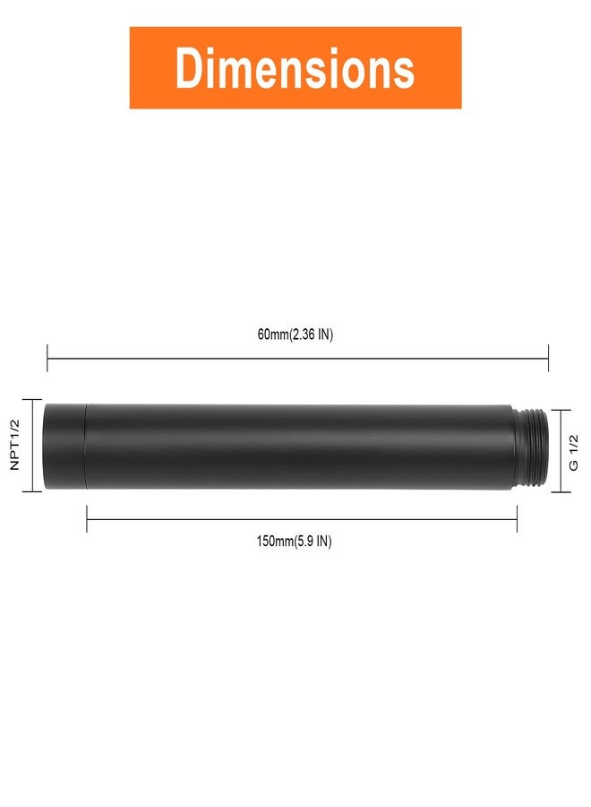 HarJue Shower Head Extension Arm, Shower Extender Water Outlet- Lowers Existing, Shower Pipe Extension for Bathroom, Made of Solid Metal Stainless Steel(6 Inch, Matte Black) - Image 2