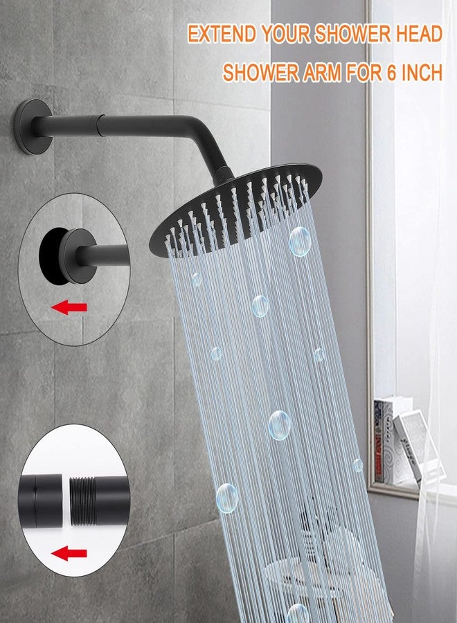 HarJue Shower Head Extension Arm, Shower Extender Water Outlet- Lowers Existing, Shower Pipe Extension for Bathroom, Made of Solid Metal Stainless Steel(6 Inch, Matte Black) - Image 4