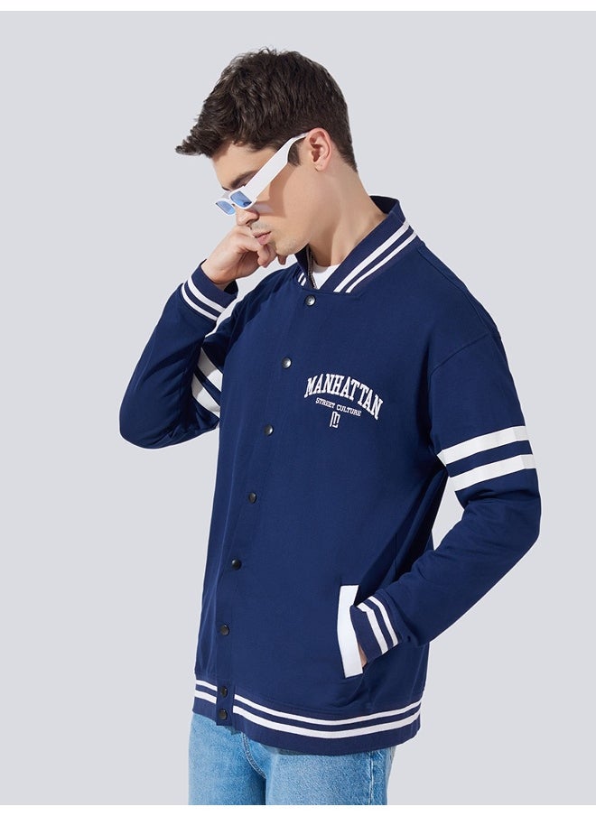 Mens Printed Manhattan Fullsleeve Navy and White Loopnet Oversized fit Jacket - pzsku/Z04CF66252F861AA76B01Z/45/_/1729580855/648b8e0e-41f9-4b14-8a91-3380206c8aa2