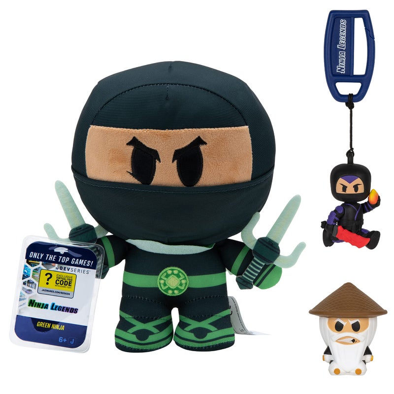 DevSeries Ninja Legends Collector Bundle Three Exclusive Virtual Item Codes with Green Ninja Plush Sensei Squooshems and Skyraider Hanger - Image 3