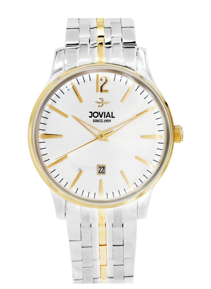 Jovial JOVIAL 5075GTMQ01E Men's metal band  Watch, 40mm, White Dial  - Image 1