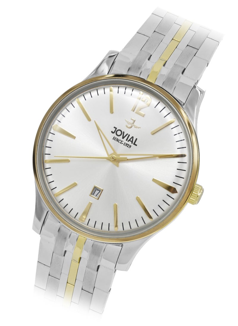 Jovial JOVIAL 5075GTMQ01E Men's metal band  Watch, 40mm, White Dial  - Image 2