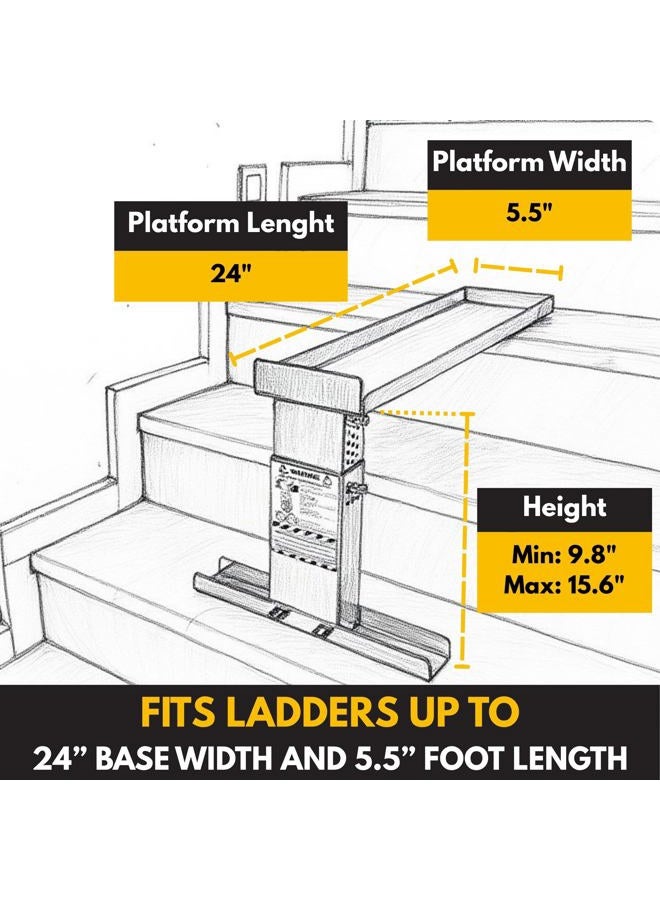 Renovatio: Ultimate Ladder Levelers for Extension Ladders, Stair Ladder Leveler, Extension Ladder Stabilizer, Stair Ladder Platform, Ladder for Stairs - Image 3