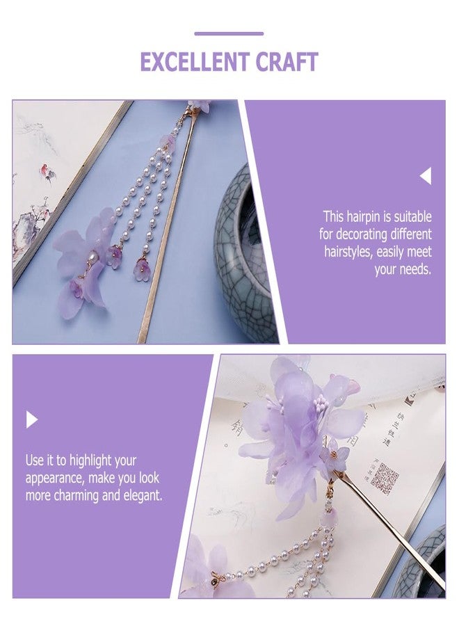 FOMIYES Hairpin Purple Hair Accessories - Tassel Hair Sticks, Flower Hair Sticks, Women's Hair Clips, Barrettes for Hanfu, Chinese Hair Bun Pins - Image 5