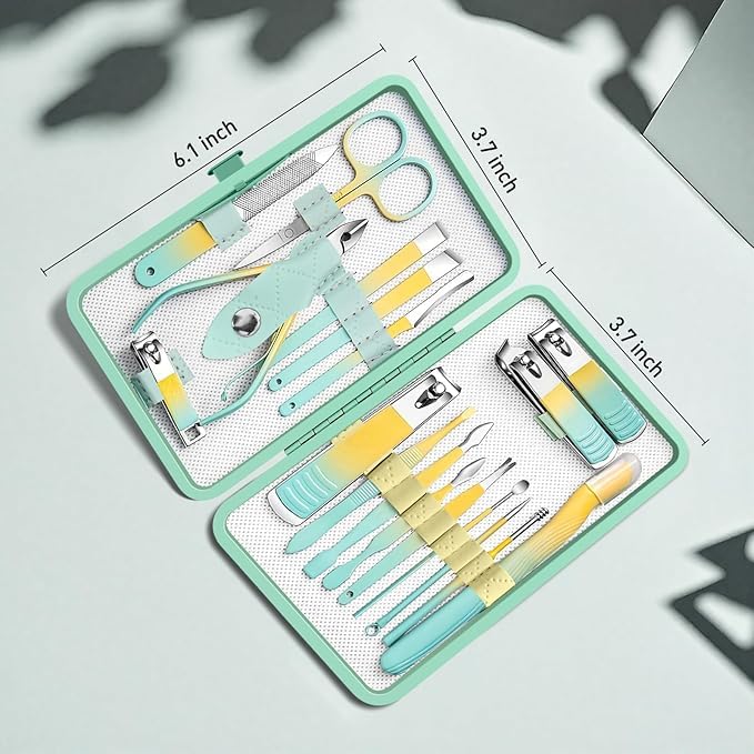 TRADY 18-in-1 Professional Manicure Pedicure Kit – Nail Clipper Set with Case for Men & Women – Stainless Steel Grooming Tools for Hand, Foot & Face Care – Portable Travel Nail Care Set - Image 2