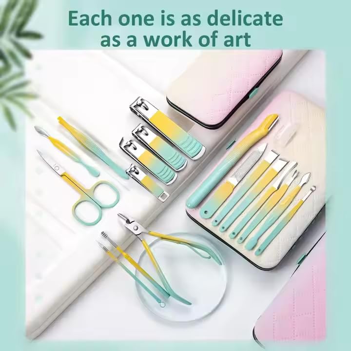 TRADY 18-in-1 Professional Manicure Pedicure Kit – Nail Clipper Set with Case for Men & Women – Stainless Steel Grooming Tools for Hand, Foot & Face Care – Portable Travel Nail Care Set - Image 5