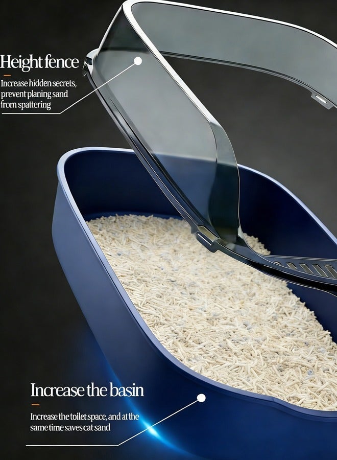 شيزوبيت صندوق فضلات القطط شبه المغلق ذو الجوانب العالية ومضاد للرذاذ مع ملعقة، صندوق فضلات القطط الأليفة النظيف، صندوق فضلات مفتوح من الأعلى للقطط، مرحاض سفر للقطط، وعاء فضلات القطط لتر بوكس لتر بوكس قطط كبير لتربوكس قطط حمام قطط اللتر بوكس لوازم قطط ليتر بوكس للقطط ليتربوكس لتر بوكس قطط ليتر بوكس مغلق  (أزرق) - Image 3