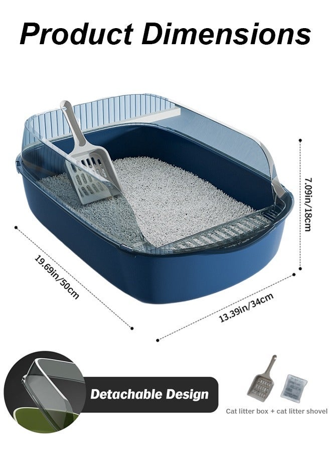 شيزوبيت صندوق فضلات القطط شبه المغلق ذو الجوانب العالية ومضاد للرذاذ مع ملعقة، صندوق فضلات القطط الأليفة النظيف، صندوق فضلات مفتوح من الأعلى للقطط، مرحاض سفر للقطط، وعاء فضلات القطط لتر بوكس لتر بوكس قطط كبير لتربوكس قطط حمام قطط اللتر بوكس لوازم قطط ليتر بوكس للقطط ليتربوكس لتر بوكس قطط ليتر بوكس مغلق  (أزرق) - Image 2