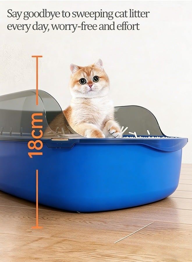 شيزوبيت صندوق فضلات القطط شبه المغلق ذو الجوانب العالية ومضاد للرذاذ مع ملعقة، صندوق فضلات القطط الأليفة النظيف، صندوق فضلات مفتوح من الأعلى للقطط، مرحاض سفر للقطط، وعاء فضلات القطط لتر بوكس لتر بوكس قطط كبير لتربوكس قطط حمام قطط اللتر بوكس لوازم قطط ليتر بوكس للقطط ليتربوكس لتر بوكس قطط ليتر بوكس مغلق  (أزرق) - Image 4