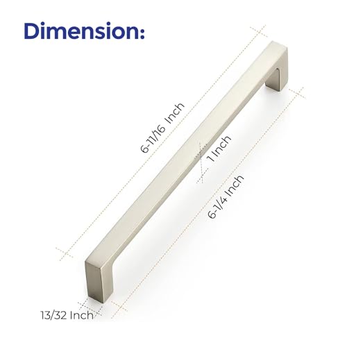 Ravinte 30 Pack Solid 6-1/4 Inch Kitchen Square Cabinet Handles Brushed Nickel Pulls Drawer Pulls Cabinet Hardware Kitchen Handles - Image 3