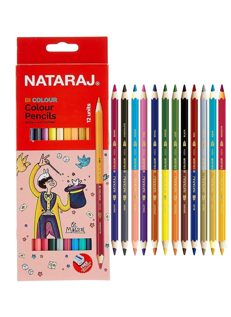 NATARAJ 12-Piece Dual Tip Wooden Colour Pencils Multicolour  - Image 1