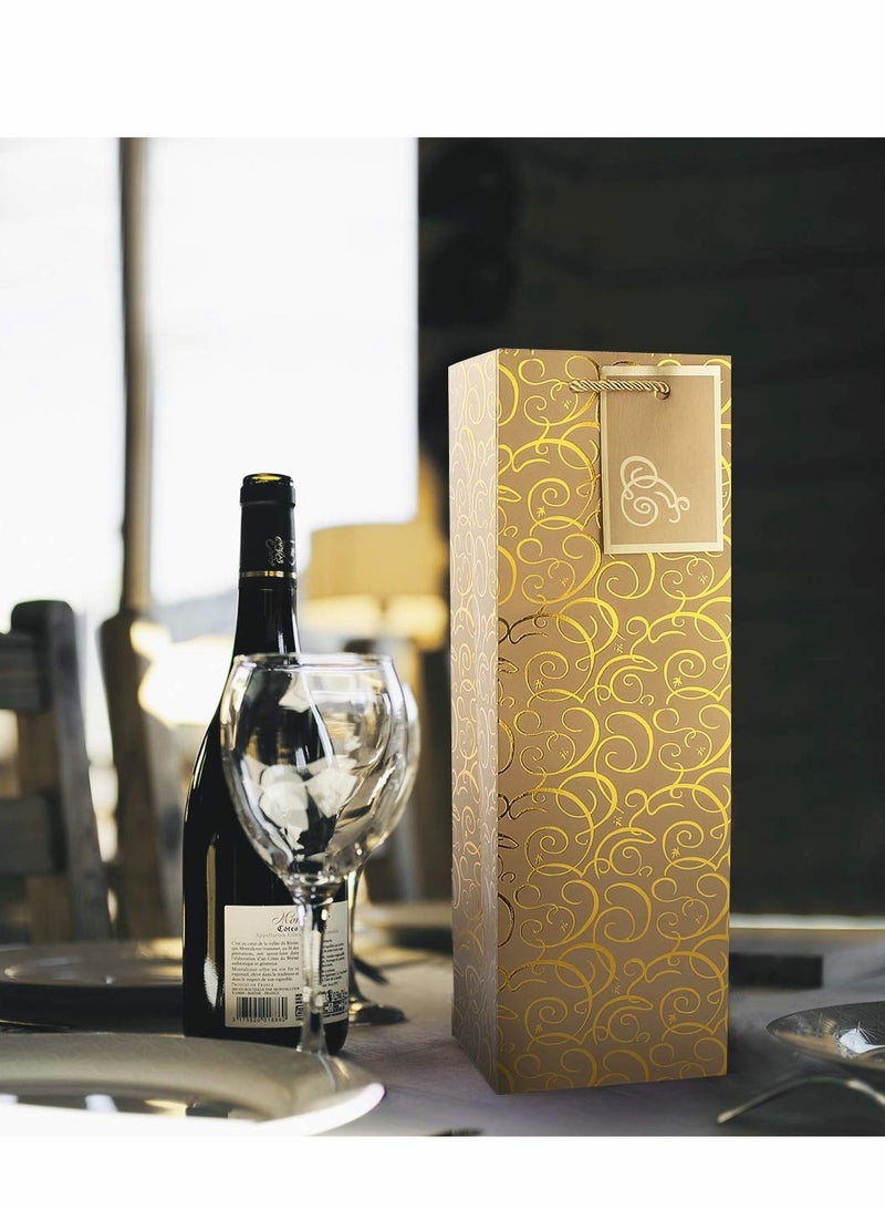 KASTWAVE Bags, 12pcs Gift Paper Bag Single Bottle Red Tote, 12 Pcs 4.7 x 3.9 x 14.2’Kraft Pap - Image 5