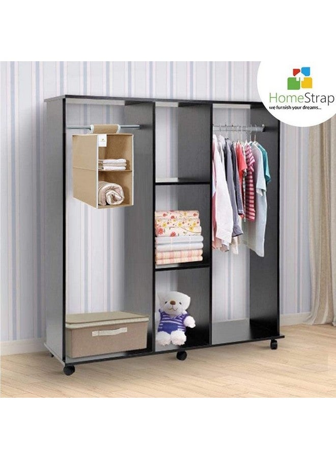Homestrap Non Woven 2 Shelf/Compartment Closet Cloth Hanging Organizer/Clothes Storage Wardrobe Organiser for Almirah - (Beige)|(Pack of 1) - Image 5