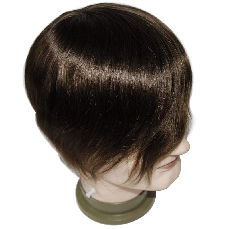 Balding Mens Hair Unit Mans Toupee Real Hair Mono Lace Brown Wig 4# Size 7x9'' Length 6'' Men Lace Systems Units For Loss Balding Man Hairpiece Replacement