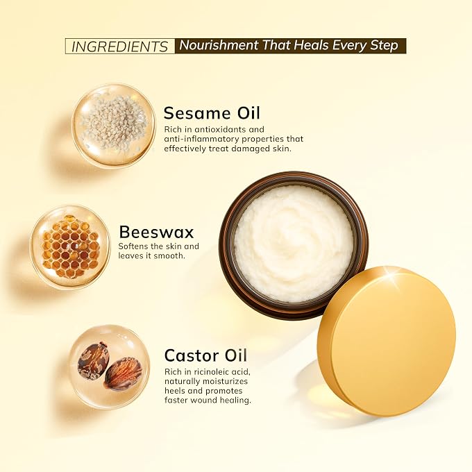 MELLOW Herbals Ayurvedic Crack Heal for Rough & Cracked Heels | Foot Healing cream with Beeswax, Til & Arandi Oil | Ayush Certified | GMO, Paraben and Silicone Free - 50Gm - Image 2
