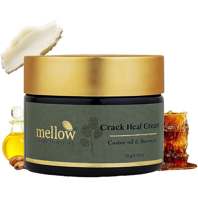MELLOW Herbals Ayurvedic Crack Heal for Rough & Cracked Heels | Foot Healing cream with Beeswax, Til & Arandi Oil | Ayush Certified | GMO, Paraben and Silicone Free - 50Gm - Image 1