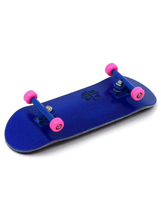 Teak Tuning 32mm Pro Fingerboard Complete - Fully Assembled with Pro Level Components - Pro Shaped Wooden Deck (32x97mm), UltraSpin Bearing Wheels, Prodigy Gen2 Trucks - Blue & Pink - Image 2